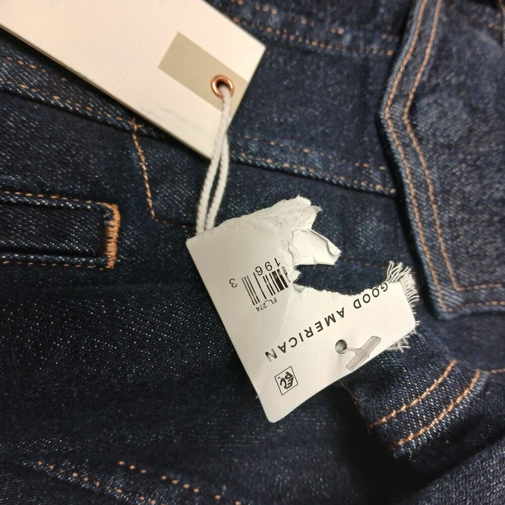 Good American Commit To Fit Denim Blue Jean Jacket NWT Small Dark Wash Cropped - Picture 8 of 12